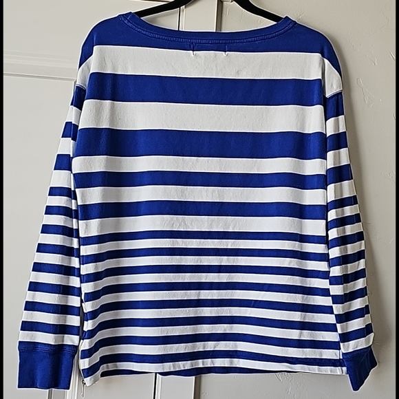 LRL Lauren Active Royal Blue Striped Sweatshirt - Picture 2 of 11